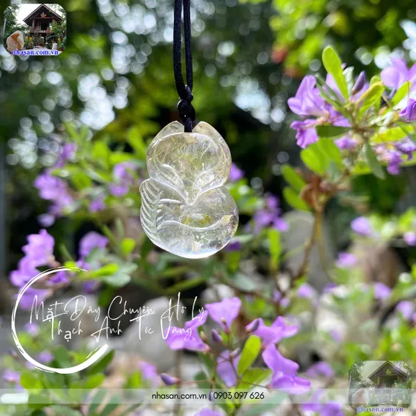 Mặt dây chuyền hồ ly thạch anh tóc vàng nặng 8gr, cao 2.7cm x ngang 2cm - MDC26