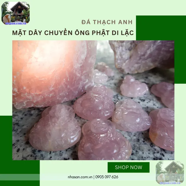 Mặt dây chuyền ông phật di lặc đá thạch anh nặng 19gr, kích thước 3.3x3.8cm MP30
