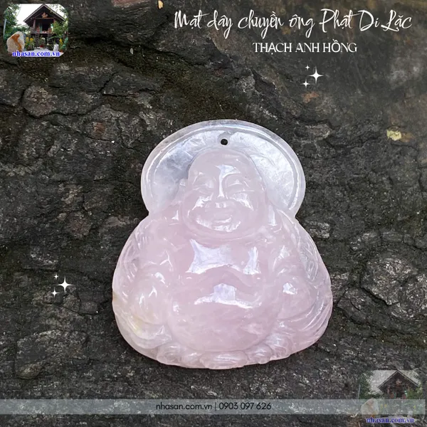 Mặt dây chuyền ông phật di lặc đá thạch anh nặng 19gr, kích thước 3.3x3.8cm MP30