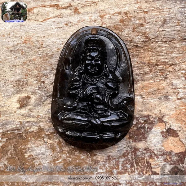 Mặt dây chuyền Phật Như Lai Đại Nhật đá thạch anh ám khói nặng 7gr, cao 3.1cm x ngang 2.1cm - MP31