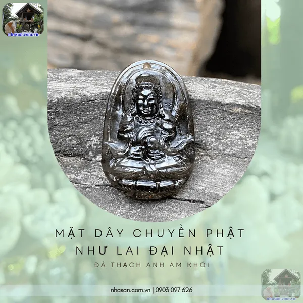 Mặt dây chuyền Phật Như Lai Đại Nhật đá thạch anh ám khói nặng 7gr, cao 3.1cm x ngang 2.1cm - MP31