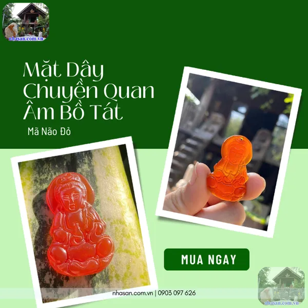 Mặt dây chuyền Quan Âm Bồ Tát mã não đỏ nặng 9gr, cao 3.8cm x ngang 2.4cm - MP24