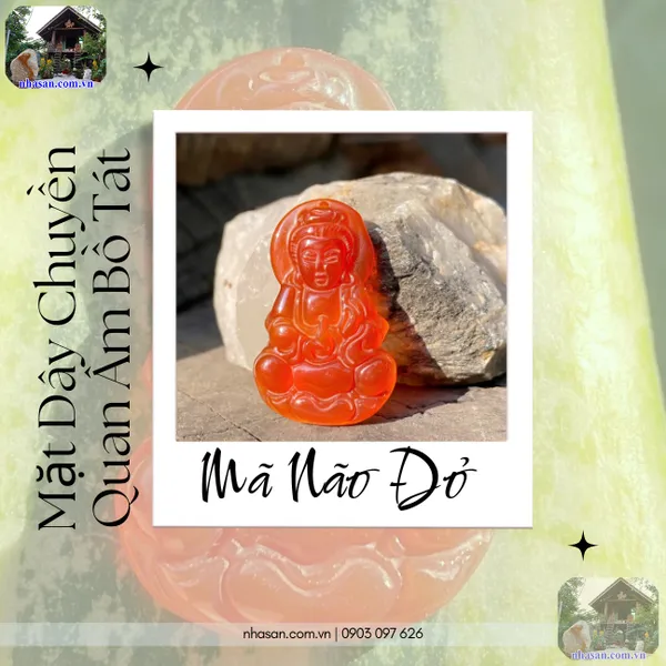 Mặt dây chuyền Quan Âm Bồ Tát mã não đỏ nặng 9gr, cao 3.8cm x ngang 2.4cm - MP24