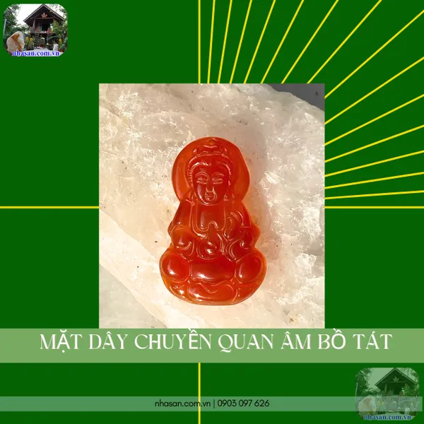 Mặt dây chuyền Quan Âm Bồ Tát mã não đỏ nặng 9gr, cao 3.8cm x ngang 2.4cm - MP24