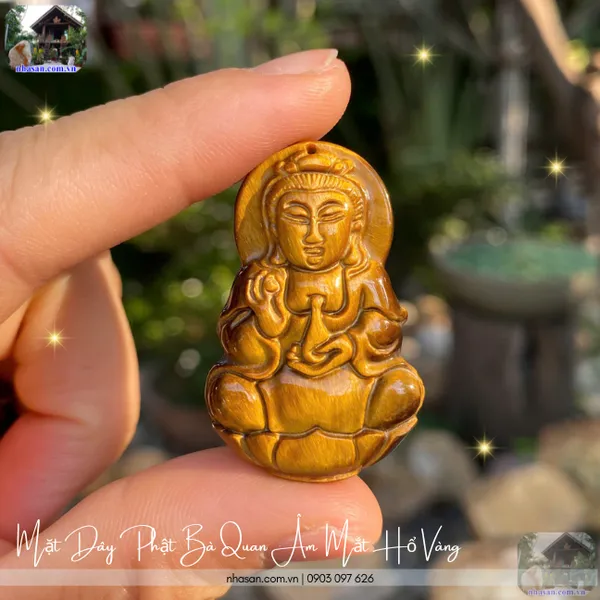 Mặt dây Phật Bà Quan Âm mắt hổ vàng nặng 10g, cao 3.8cm x ngang 2.4cm - MDC20 