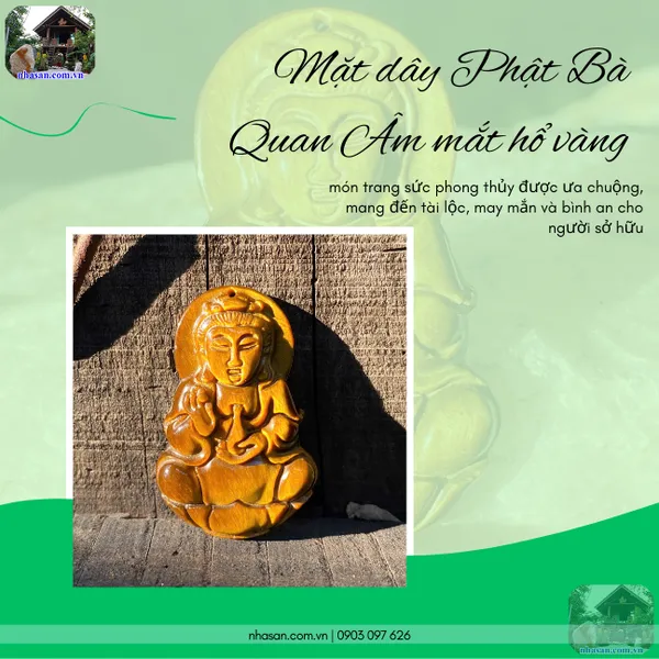 Mặt dây Phật Bà Quan Âm mắt hổ vàng nặng 10g, cao 3.8cm x ngang 2.4cm - MDC20 