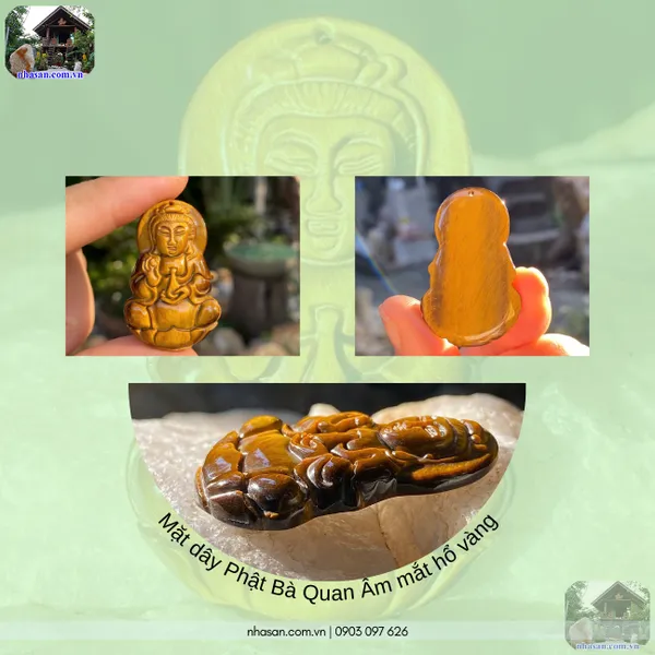Mặt dây Phật Bà Quan Âm mắt hổ vàng nặng 10g, cao 3.8cm x ngang 2.4cm - MDC20 