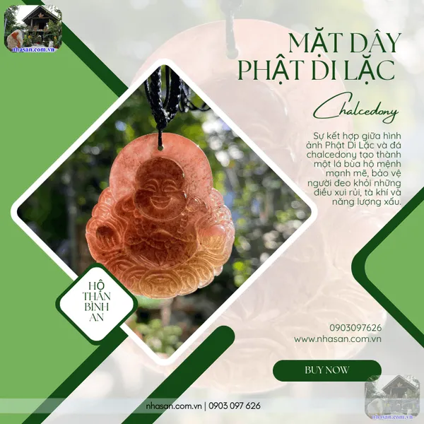 Mặt dây Phật Di Lặc đá chalcedony nặng 22gr, cao 4.7cm x ngang 4.2cm - MP33 