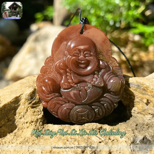 Mặt dây Phật Di Lặc đá chalcedony nặng 22gr, cao 4.7cm x ngang 4.2cm - MP33 
