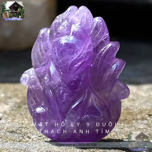 Mặt hồ ly 9 đuôi thạch anh tím nặng 4gr, cao 2.5cm x ngang 2cm - MDC23