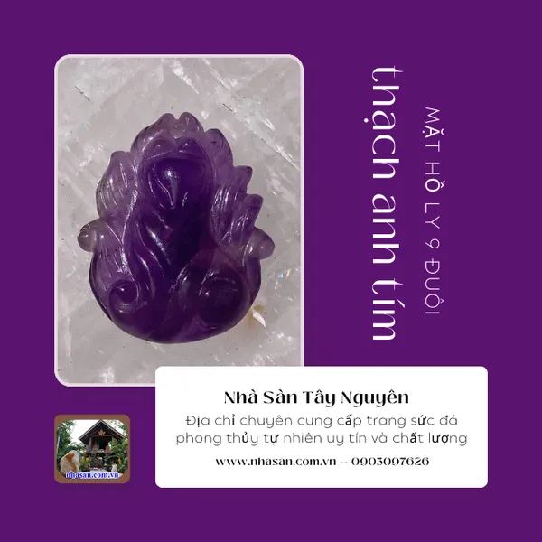Mặt hồ ly 9 đuôi thạch anh tím nặng 4gr, cao 2.5cm x ngang 2cm - MDC23