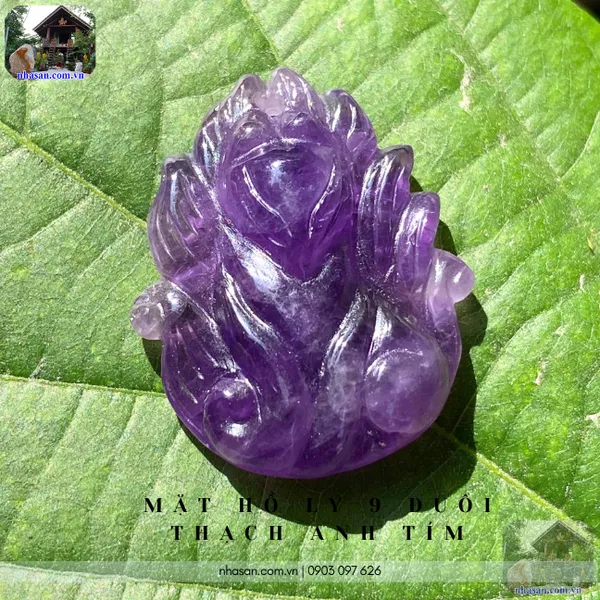 Mặt hồ ly 9 đuôi thạch anh tím nặng 4gr, cao 2.5cm x ngang 2cm - MDC23