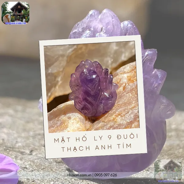 Mặt hồ ly 9 đuôi thạch anh tím nặng 4gr, cao 2.5cm x ngang 2cm - MDC23