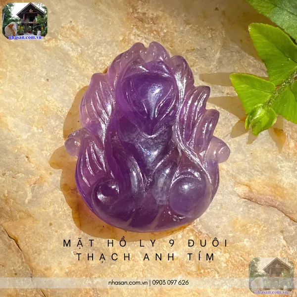 Mặt hồ ly 9 đuôi thạch anh tím nặng 4gr, cao 2.5cm x ngang 2cm - MDC23