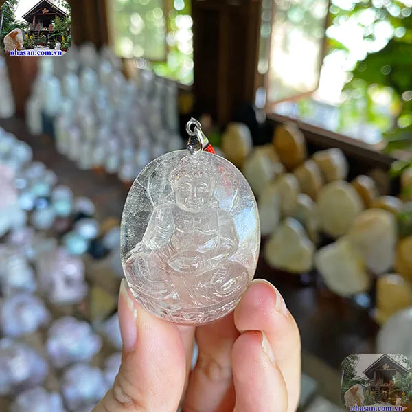 Mặt Phật A Di Đà đá thạch anh trắng (20g) -MP11