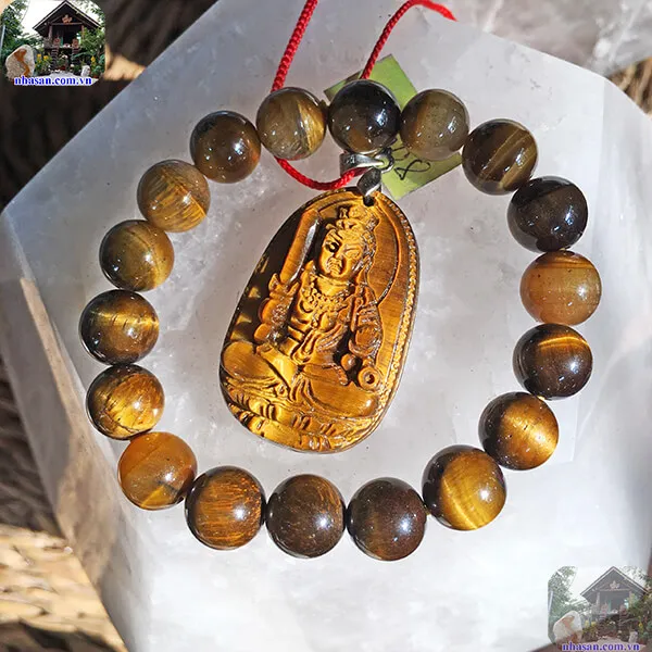 Mặt Phật Bất Động Minh Vương (10g) đá mắt hổ vàng nâu cho tuổi Dậu - MP13