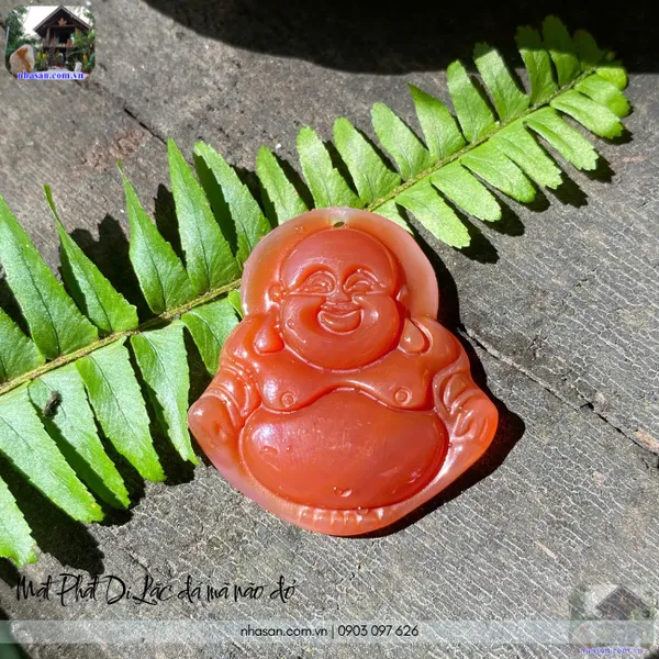 Mặt Phật Di Lặc đá mã não đỏ MP21 nặng 13gr, kích thước ngang 3.5cm x cao 3.7cm