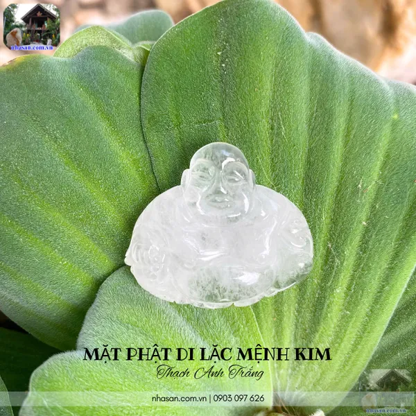 Mặt Phật Di Lặc mệnh kim thạch anh trắng nặng 15gr, cao 3.2cm x ngang 3.5cm - MP23