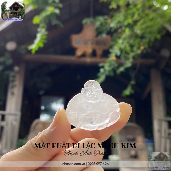 Mặt Phật Di Lặc mệnh kim thạch anh trắng nặng 15gr, cao 3.2cm x ngang 3.5cm - MP23