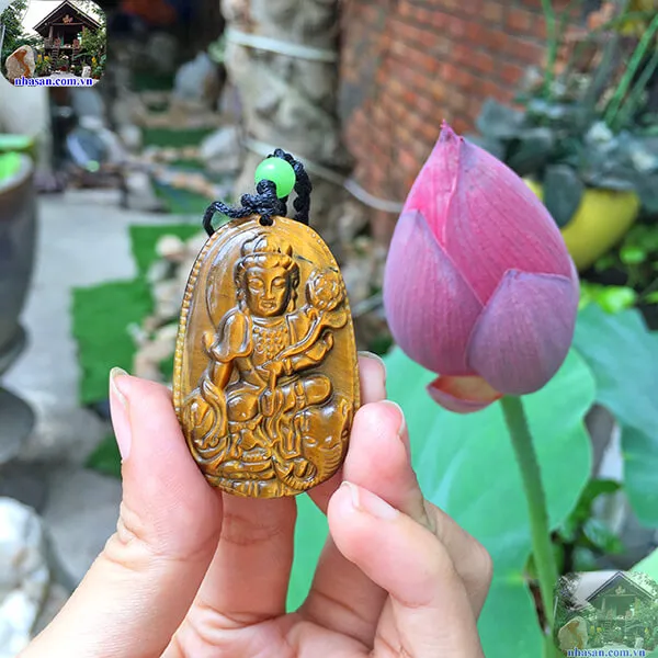 Mặt Phật Phổ Hiền Bồ Tát (20g) đá mắt hổ vàng nâu cho người tuổi Thìn - MP12