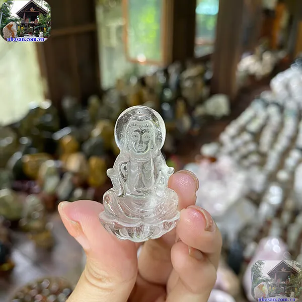 Mặt phật quan âm đá thạch anh trắng 20g - Biểu tượng hóa cát hóa lành, tránh tiểu nhân