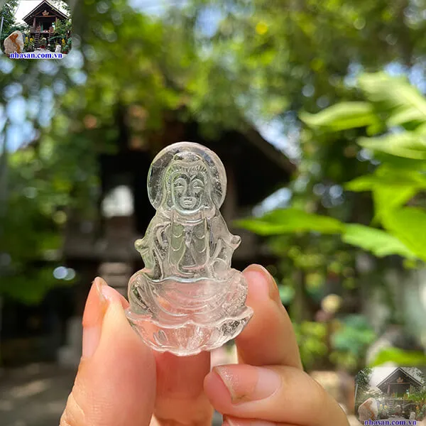 Mặt phật quan âm đá thạch anh trắng 20g - Biểu tượng hóa cát hóa lành, tránh tiểu nhân