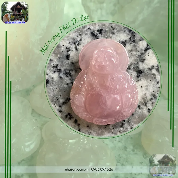 Mặt tượng phật di lạc thạch anh hồng nặng 33gr, kích thước 4x4.9cm - MP27