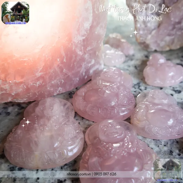 Mặt tượng phật di lạc thạch anh hồng nặng 33gr, kích thước 4x4.9cm - MP27