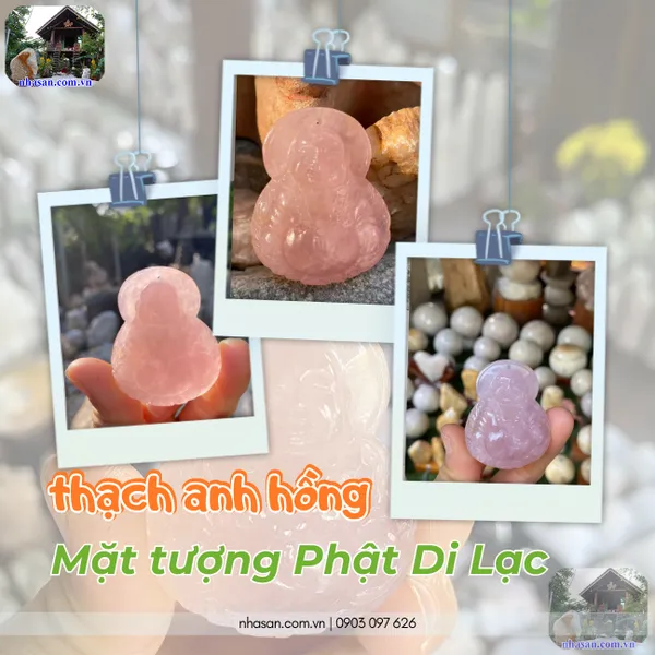 Mặt tượng phật di lạc thạch anh hồng nặng 33gr, kích thước 4x4.9cm - MP27