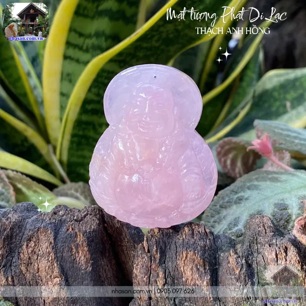 Mặt tượng phật di lạc thạch anh hồng nặng 33gr, kích thước 4x4.9cm - MP27