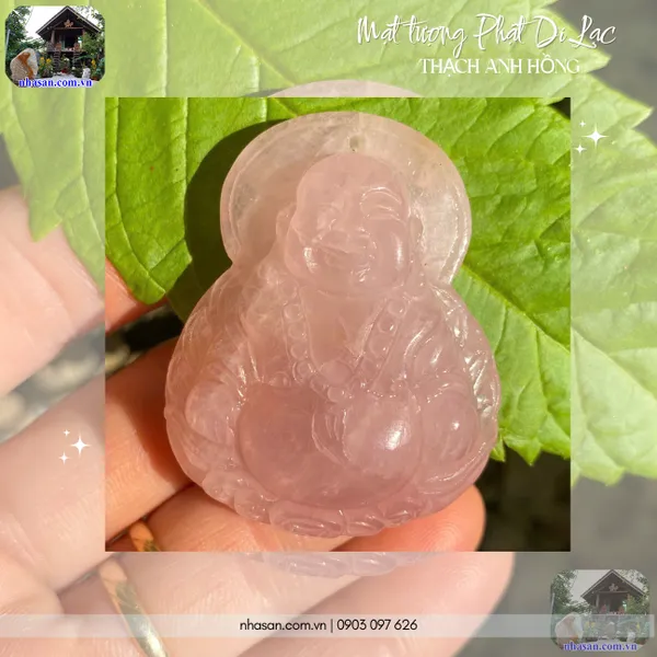 Mặt tượng phật di lạc thạch anh hồng nặng 33gr, kích thước 4x4.9cm - MP27