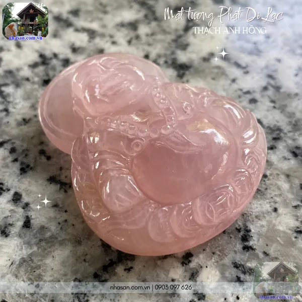 Mặt tượng phật di lạc thạch anh hồng nặng 33gr, kích thước 4x4.9cm - MP27
