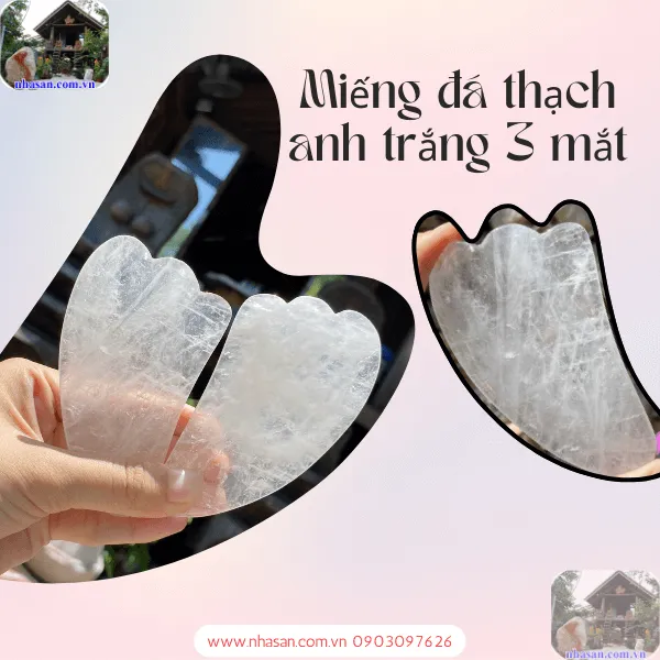 Miếng đá thạch anh trắng massage mặt tăng độ đàn hồi cho da