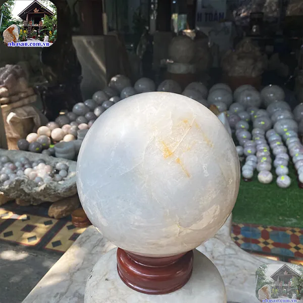 Quả cầu thạch anh trắng 23cm-16.6kg-QC1105