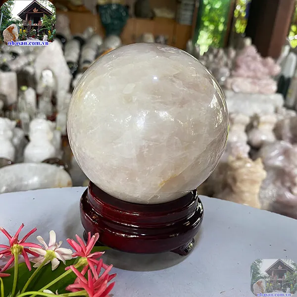 Quả cầu thạch anh hồng 9cm-1.1kg-QC1037