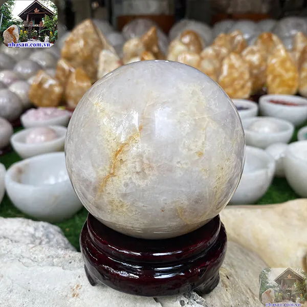 Quả cầu thạch anh hồng 10.4cm-1.46kg-QC1036