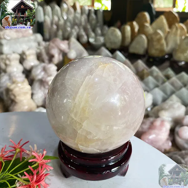 Quả cầu thạch anh hồng 9cm-1.1kg-QC1038