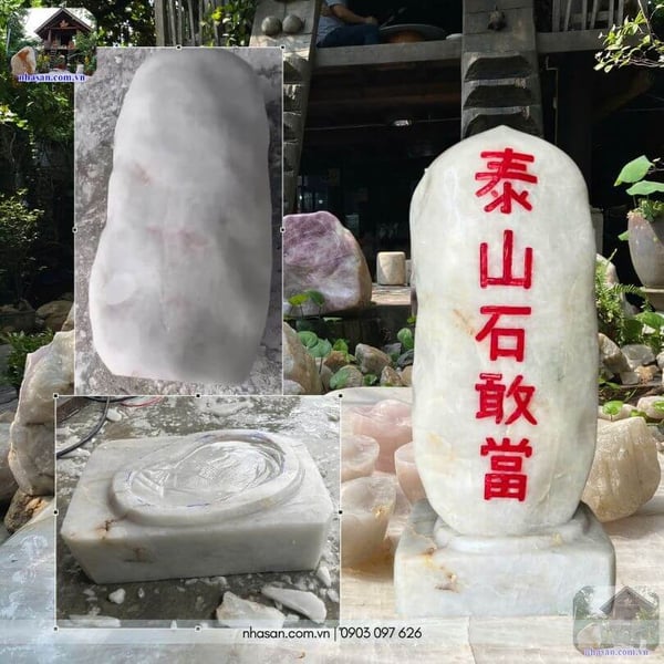 Thái sơn thạch cẩm đương đá thạch anh trắng (111kg - cao 78cm)