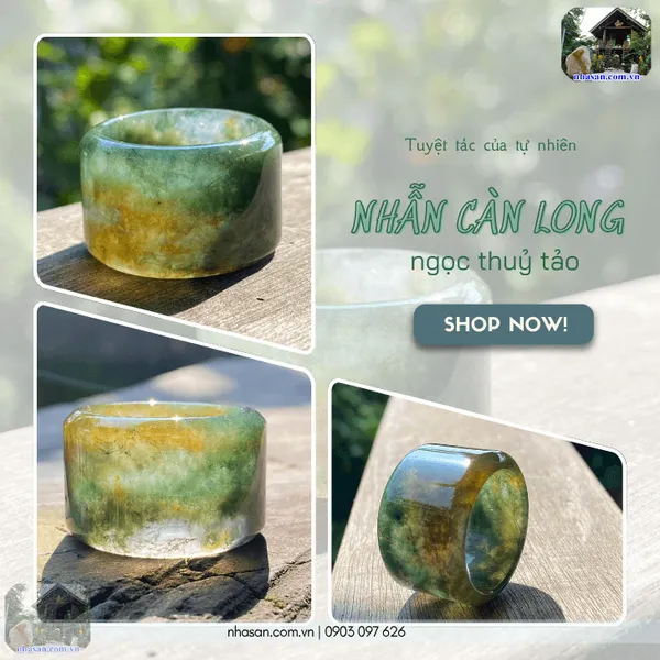 Nhẫn Càn Long ngọc thuỷ tảo 20ly nặng 16gr, bảo vật phong thủy quyền uy