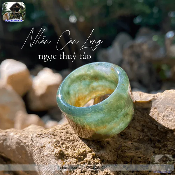 Nhẫn Càn Long ngọc thuỷ tảo 20ly nặng 16gr, bảo vật phong thủy quyền uy