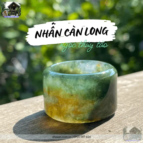 Nhẫn Càn Long ngọc thuỷ tảo 20ly nặng 16gr, bảo vật phong thủy quyền uy