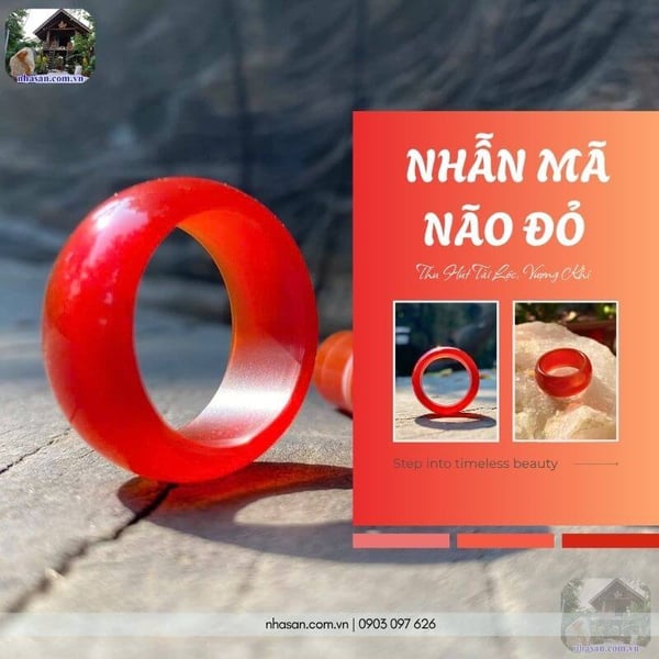 Nhẫn mã não đỏ tự nhiên – Thu Hút Tài Lộc, Vượng Khí