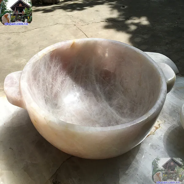 Nồi đá thạch anh hồng nặng 14.4kg, đường kính 34cm, cao 13cm - N02