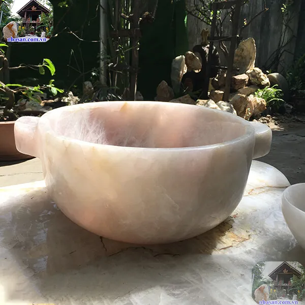 Nồi đá thạch anh hồng nặng 14.4kg, đường kính 34cm, cao 13cm - N02