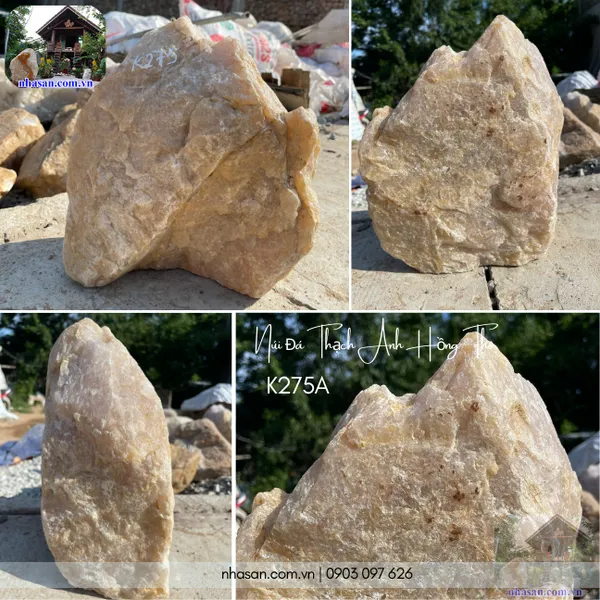 Núi đá thạch anh hồng thô 16kg, cao 28cm x ngang  21cm x dày 14cm - K275A 
