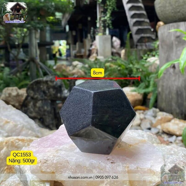 Quả cầu 12 mặt đá bồ kết đen QC1553 - 500gr - 8cm