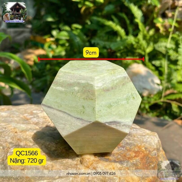 Quả cầu 12 mặt đá cẩm thạch tự nhiên QC1566-720gr-9cm 