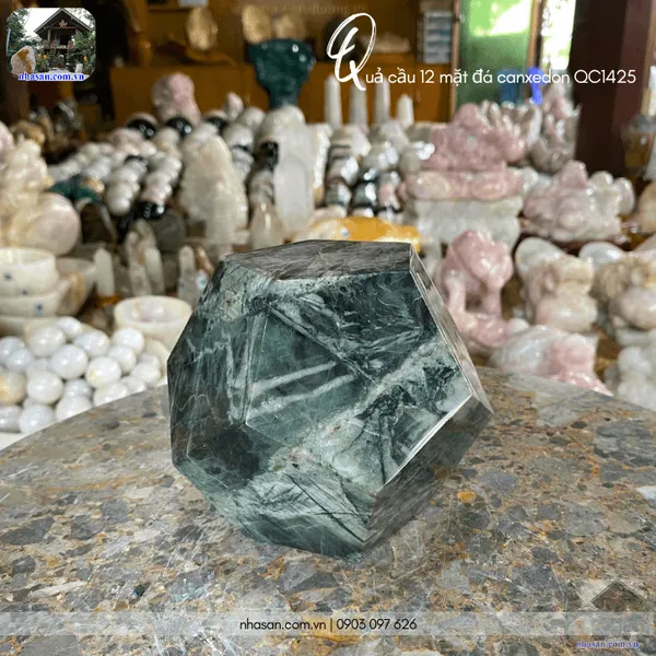 Quả cầu 12 mặt đá canxedon QC1425 - 2.52kg - 13cm