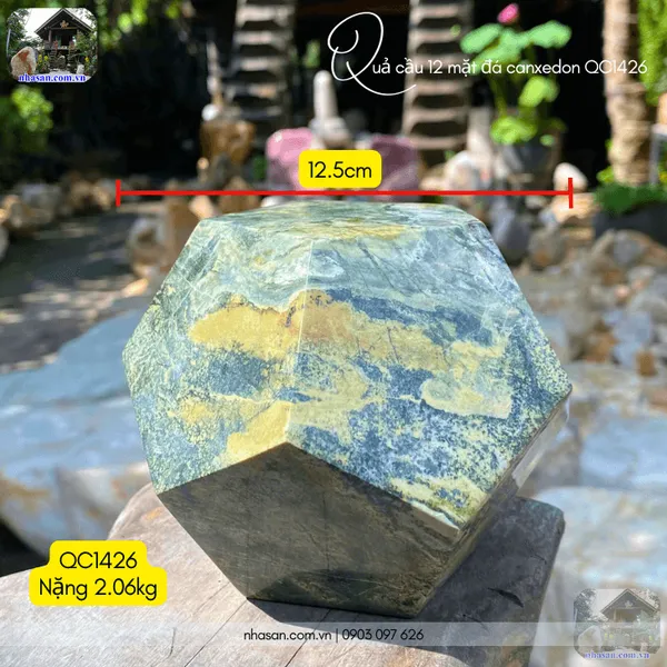 Quả cầu 12 mặt đá canxedon QC1426 - 2.06kg - 12.5cm
