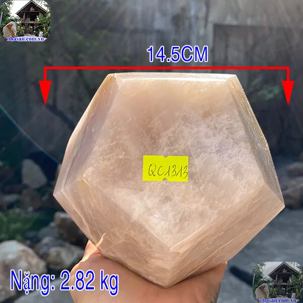 Quả cầu 12 mặt đá thạch anh QC1313, nặng 2.82kg, đường kính 14.5cm